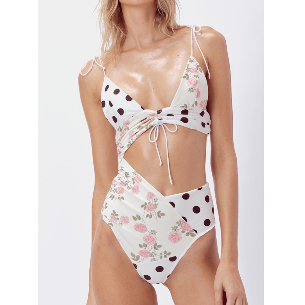 For Love And Lemons Floral Polka Dot One Piece